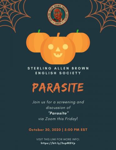 Flyer for SABES halloween screening of Parasite